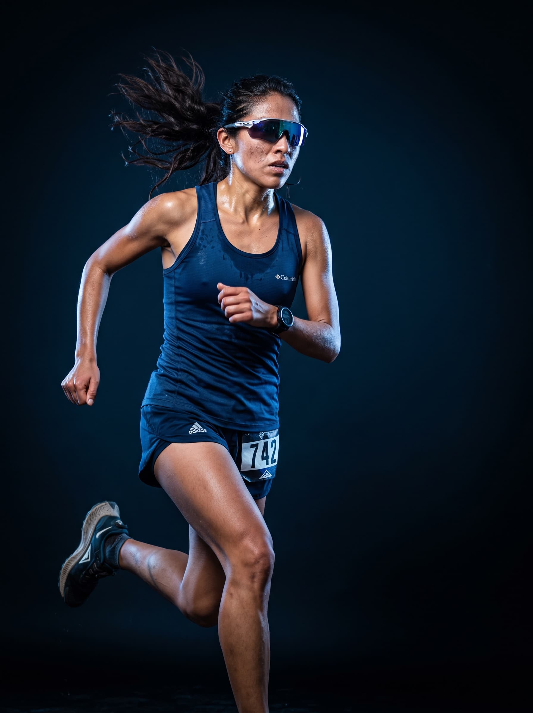 Runner colombiana entrenando con gafas deportivas WON Sports